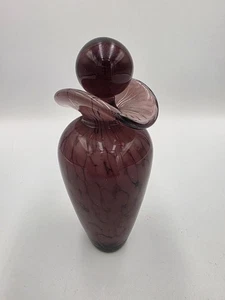 Florero Silvesti púrpura remolino redondo pulido tapón botella de perfume arte vidrio brote - Imagen 1 de 17