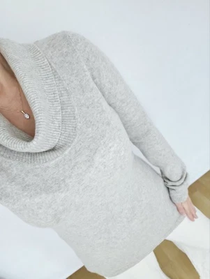 ✂️F&F 100% Pure Cashmere Sweater Jumper Knit Repair Craft Size M 10 Grey Cowl Ne - Image 1 of 4