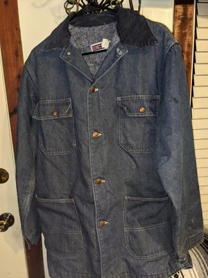 De Colección Chaqueta Big Mac Para Hombres Talla 40 Azul Manta Forrada Denim Tareas Abrigo Granero Botón Foto 1 de 4