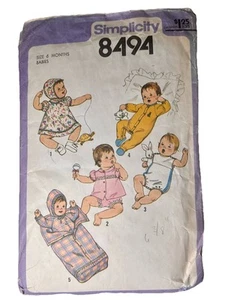 Vintage 1970 Sewing Pattern Simplicity 8494-6 Month Baby Layette Set- Uncut - Picture 1 of 12