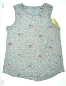 Thereabouts Tank Gray With American Flags Girl's L (14)  NWT - Picture 1 of 4