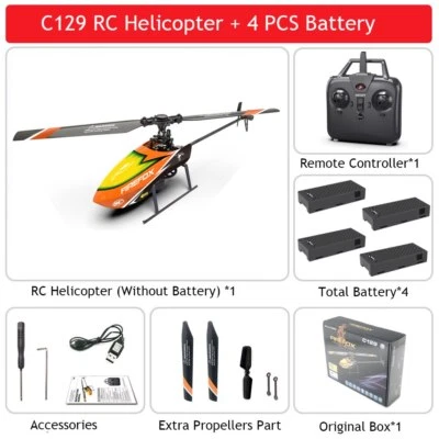 C129 2.4Ghz 6G Electronic Gyroscope Single Blade Helicopter Remote Flight Rc Toy - Image 1 of 4