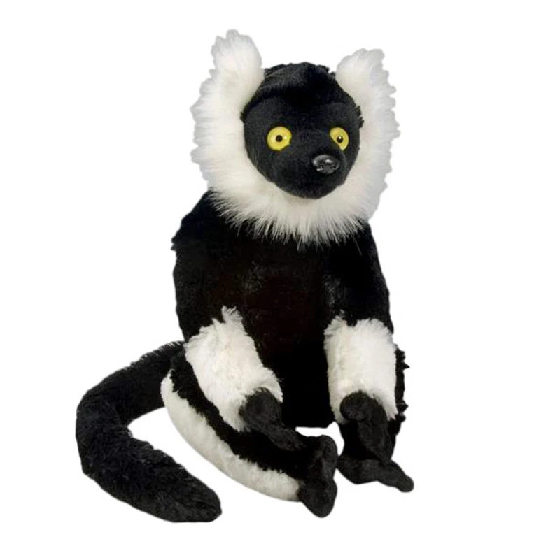 Plush Soft Toy Wild Republic Cuddlekins 12230 Black White Lemur Monkey 30cm