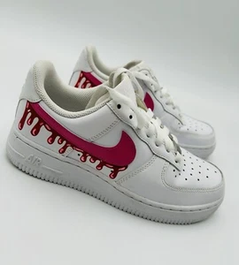 Nike Air Force 1 Custom White Pink Drip Size 6.5 - Picture 1 of 10
