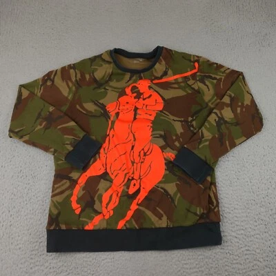 Polo Sport Ralph Lauren Sudadera Para Hombres Grande Camuflada Cuello Redondo Big Pony Militar Foto 1 de 4