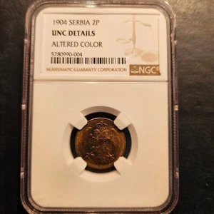 SERBIA 2 PARE 1904 NGC UNC DETAILS - Picture 1 of 2