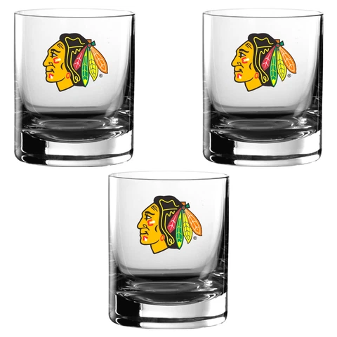 NHL Chicago Blackhawks Smirnoff Whiskey Glasses 3 Pack Cover