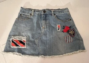 Y2K Hilary Duff Jean Skirt With Ripped Jean Patchwork-Girls 12 - Picture 1 of 9