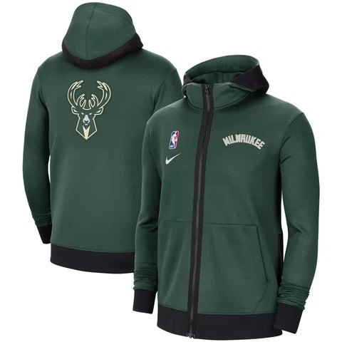 NBA Milwaukee Bucks Nike Authentic Showtime Therma Flex Full-Zip Hoodie Cover