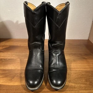 Vintage 1993 ACME Women’s Western Boots Sz 8 Black Leather Round Toe NICE! - Picture 1 of 12