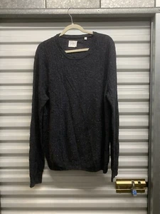 Billy Reid Crewneck Unisex Pullover Sweater Black Specks Large Italy - Picture 1 of 12