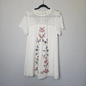 Altar'd State Ivory White Lace Dress Womens XS Colorful Floral Embroidery - Picture 1 of 11