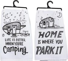 Primitives By Kathy Camping Dish Towel Set 2 Camper RV Travel Trailer Decor Gift