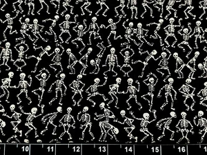 Tina Scrap 9"x21" Mini Skull Heads Bones Skeleton Black & White Cotton Fabric - Picture 1 of 1