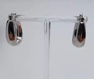Sterling Silver Hoop Dangle Earrings 1 Inch thick puffy Metal - Picture 1 of 5