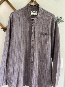 FLAX Jeanne Engelhart Long Sleeve Linen Blouse Top Tunic Lagenlook Purple Medium - Picture 1 of 9