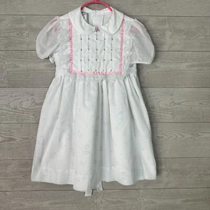 Vintage Polly Flinders Dress 6 Hand Smocked Floral Detail Short Sleeve - Picture 1 of 10