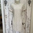 ECI Size 10P 10 Petite Woman's Ivory Floral Lace Sheath Career Cocktail Dress