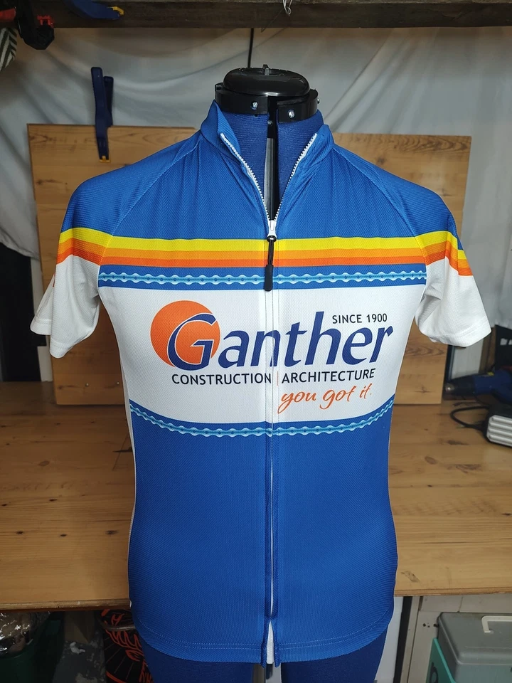 Camisa de ciclismo Funkier para hombre azul y blanca pequeña  Foto 1 de 4