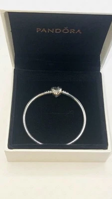 Authentic Pandora Sterling Silver Moments Heart Bangle Bracelet 6.7, 7.5 & 8.3 - Image 1 of 4