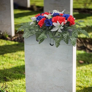 Artificial Cemetery Flowers for Headstone Outdoor Remembrance Decorations - Picture 1 of 12