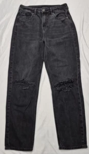 Pantalones de mezclilla negros rectos American Eagle Comfort cintura elástica mamá talla 4 para mujer - Imagen 1 de 21