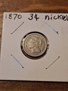 1870 3 cent nickel - Picture 1 of 7