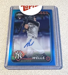 2024 Topps Chrome Update RC Auto Blue Refractor #AC-AWE Austin Wells /150 - Picture 1 of 2