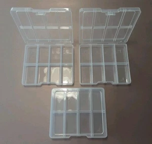 Plastic Box Small 8 Compartment Boxes Storage 3 Pack Crafts Beads Buttons NEW - Picture 1 of 4