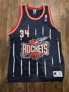 Vintage Hakeem Olajuwon Champion Trikot Herren XL 48 Houston Rockets blau gestreift NBA - Bild 1 von 10