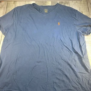 Polo Ralph Lauren Para Hombre XXL Azul Pizarra Cuello en V Camiseta Naranja Logo de Poni - Imagen 1 de 5