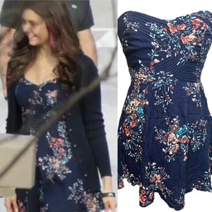 KIMCHI BLUE ASO THE VAMPIRE DIARIES ELENA GILBERT Blue Floral Dress XS *FLAWS - Picture 1 of 10