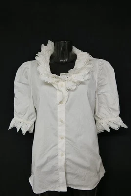 Gr.40 Trachtenbluse weiß Bluse für Dirndl Hess Baumwolle mit Spitze TB10059 - Bild 1 von 4