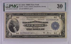 1918 Federal Reserve Banknote New York Fr 712 - PMG 30 Annotation - Bild 1 von 2