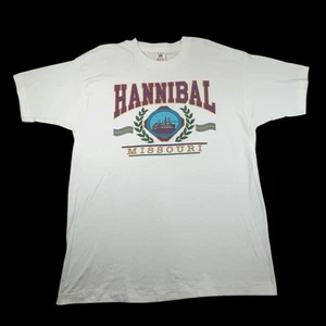 Hannibal Missouri T-Shirt XL Fruit of the Loom VTG Made in USA Graphic Tee - Picture 1 of 7