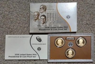 2016 US Mint Presidential 1$ Dollar Proof Set Complete W/Box & COA OGP - Image 1 of 4