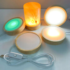 Round Wooden LED Night Light Base Display Stand For Crystals Glass Ball Decor Cq