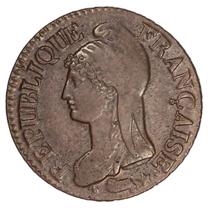 France 5 centimes l'an 5 A Dupré grand module TTB+ pièce de monnaie cuivre - Imagen 1 de 2