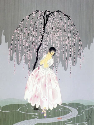 Blossom Umbrella 22x30 Art Deco Print by Erte - Image 1 of 2