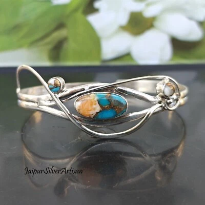 Brazalete Oyster Cobre Turquesa, Brazalete Brazalete Plata de Ley 925 Foto 1 de 4