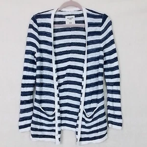 Abercrombie Kids Long Line Cardigan Sweater Size XL 15-16 Blue White Stripe - Picture 1 of 10