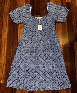 A.N.A. ~ A New Approach Blue/White COTTAGECORE Print Dress ~Linen/Rayon NWT ~ XL - Picture 1 of 5