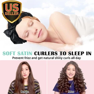 Satin Heatless Curls Overnight Hair Curlers to Sleep in Hair Curler Rollers N... - Picture 1 of 6