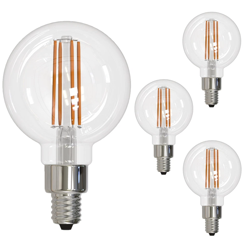 4Pack LED G16 Dimmable Globe Light Bulb, Candelabra Filament, 4W(40W), E12 3000K - Image 1 of 4