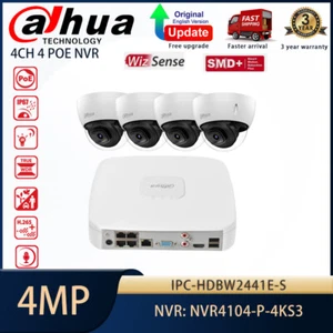 Dahua 4CH 4POE 4MP Wizsense Starlight Dome IR IP Camera Security System Kit Lot - Picture 1 of 23