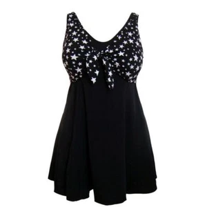 Plus Size Retro Vintage Alt Style Tummy Control Starry Nights Swimdress suit - Picture 1 of 4