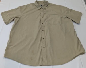 Basic Editions Men's Short Sleeve Shirt Khaki Size 2XL Button Collared - Picture 1 of 13