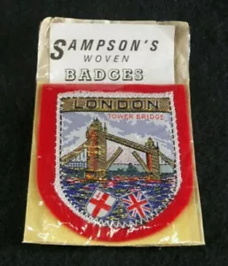 Vintage Sampsons gewebte Abzeichen London Tower Bridge Sampson's Lurex Metallic Aufnäher - Bild 1 von 5