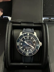 Blancpain Navy Blue Fifty Fathoms 45 mm Titan Automatik Uhr mit B - Bild 1 von 7