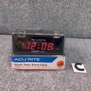 ACU RITE Intelli-Time Alarm Clock 13003A3 NEW Black Electric W/ Snooze Button - Picture 1 of 6